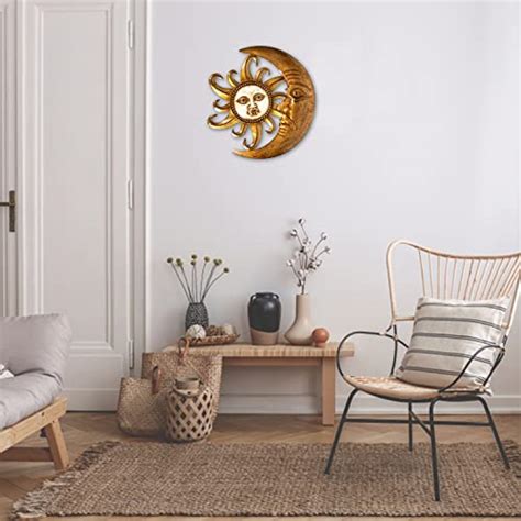 Metal Wall Art Sun And Moon Decor Indoor Outdoor Metal Wall Decor