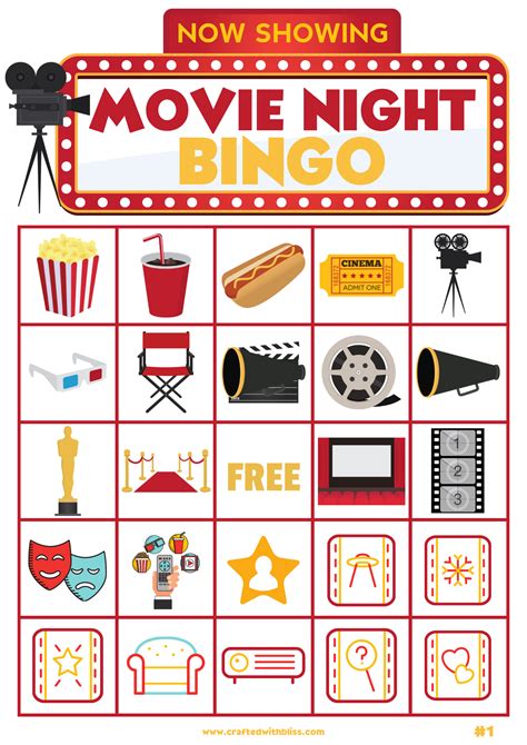 Movie night bingo for kids movie night bingo birthday party classroom ...