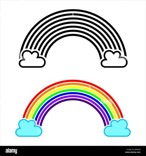 Rainbow Icon, Spectrum Of Light Appearing In The Sky Vector Art ...