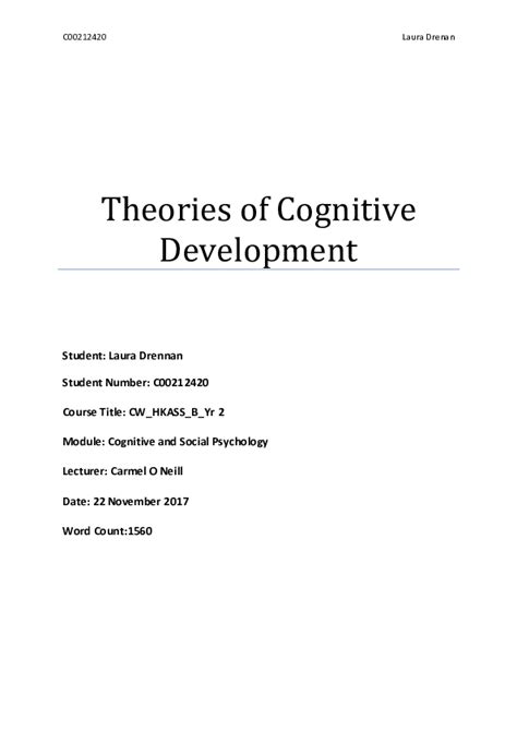 (DOC) Theories of Cognitive Development