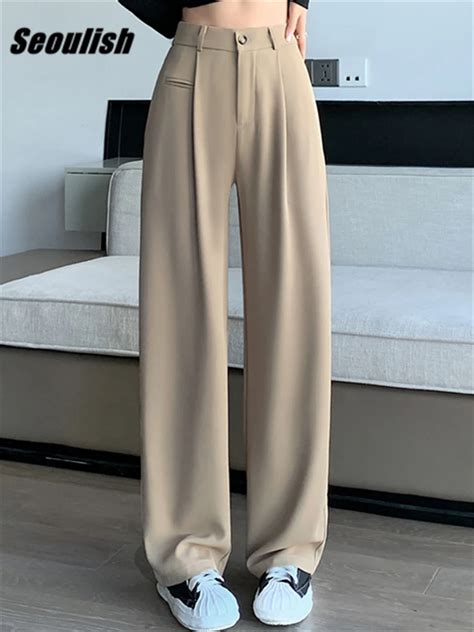 Seoulish Pantalones De Traje Para Mujer Pantal N Elegante El Stico De