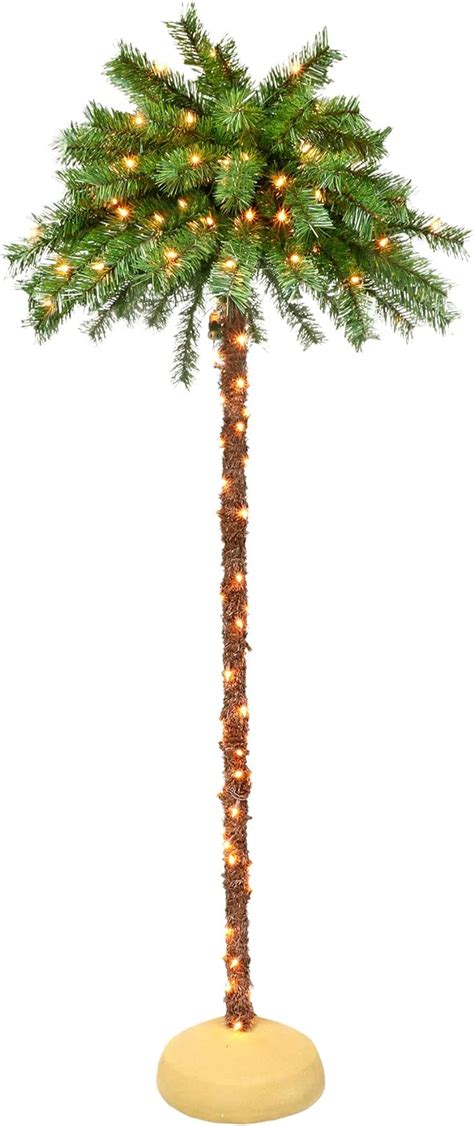 Puleo International 6 Foot Pre Lit Artificial Palm Tree With 150 Ul Listed Clear