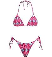 Amazon Volafa Women S Triangle Bikini String Swimsuit Print Tie