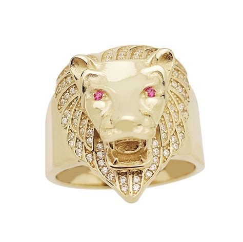 10K Yellow Gold Lion Ring Pinky Ring Size 8 - Etsy