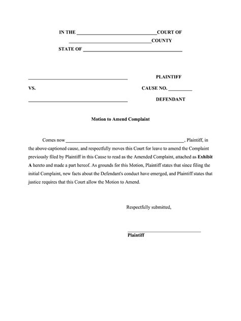 Sample Motion To Amend Complaint Fill Out Sign Online DocHub