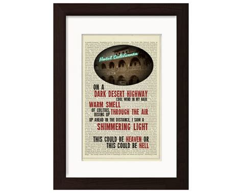 The Eagles Hotel California Song Lyrics Print on Upcycled - Etsy