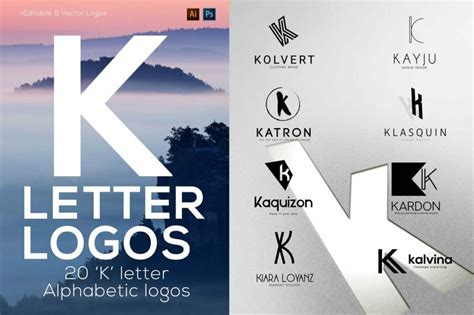 20 K Letter Alphabetic Logos MasterBundles