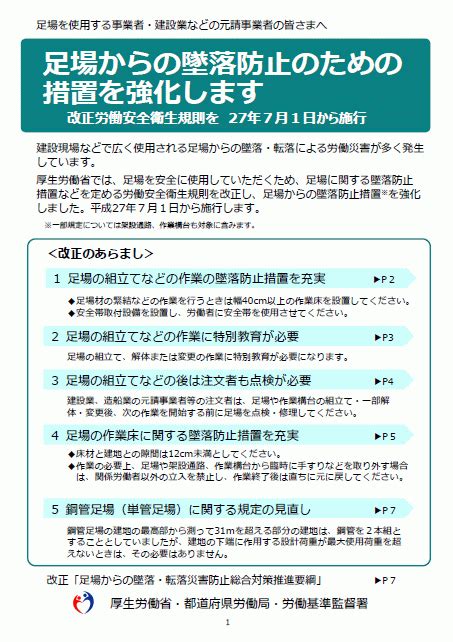 足場からの墜落防止のための措置を強化します 労務ドットコム