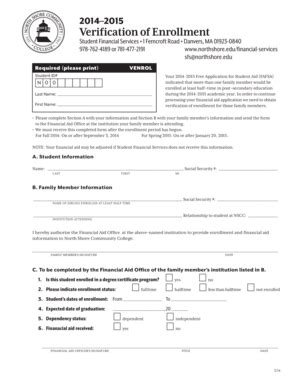 Fillable Online Northshore Verification Of Enrollment