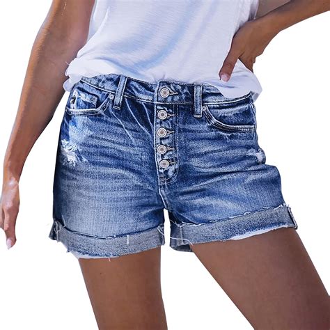 Hvyesh Women S Casual Denim Shorts High Waisted Stretchy Shorts Summer