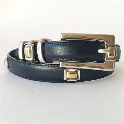 Vintage Brighton Navy Blue Leather Belt Womens Small Etsy