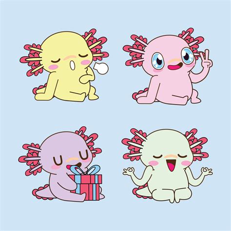 Schattige Axolotl Sticker Vector Set 9830513 Vectorkunst Bij Vecteezy