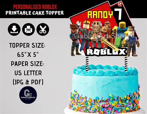 Personalised Printable Roblox Centerpiece Roblox Cake Topper Roblox