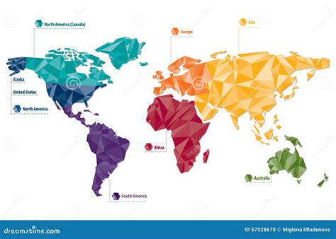 World Map With Color Coded Continents - United States Map