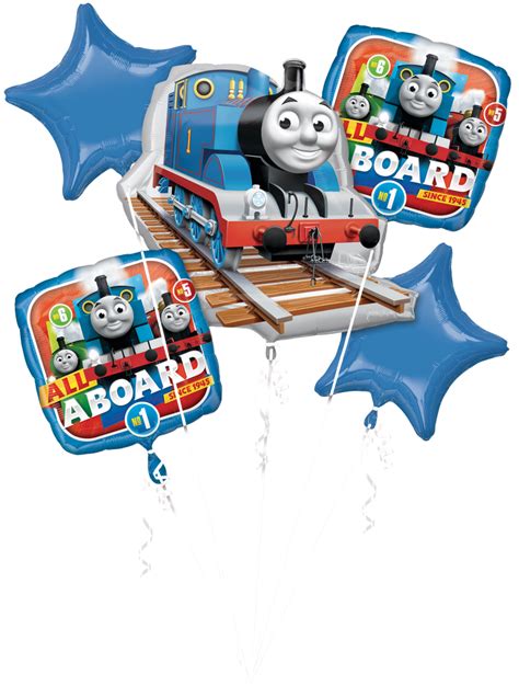 Thomas The Tank Engine Foil Balloon Bouquet For Birthday Party Helium Inflation Included 5 Pc