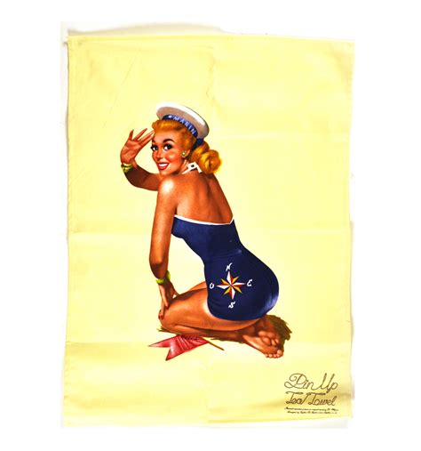 Pin Up Marin Sexy Sailor Retro Teatowel Pink Cat Shop