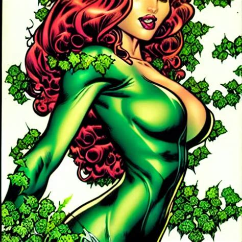 Poison Ivy Comic Portrait By J Scott Campbell Stable Diffusion