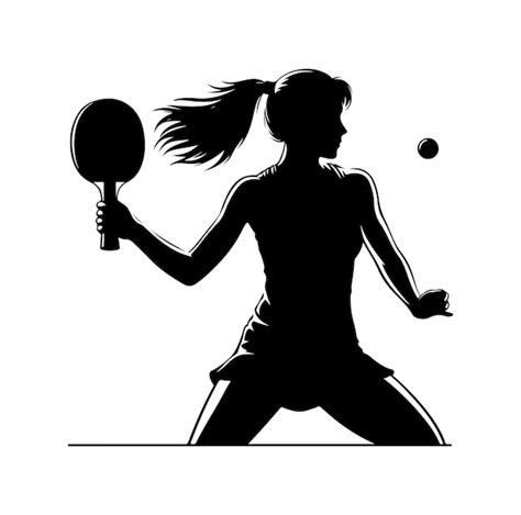 Premium Vector Table Tennis Player Pose Silhouette Illustration Vector