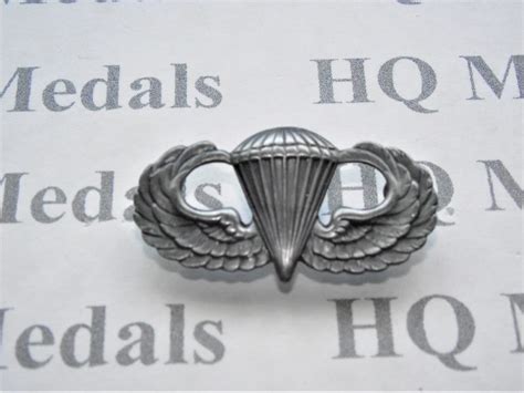 Us Army Silver Finish Oxidized Airborne Jump Wings Parachutist