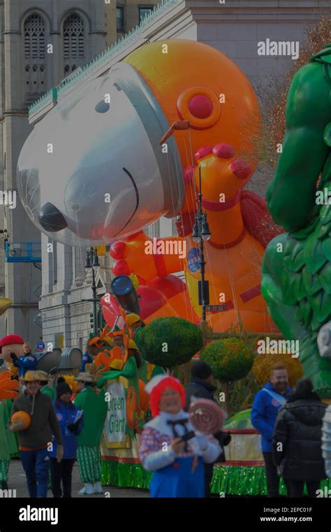 Astronaut Snoopy Giant Balloon Flown Low Because Of Strong Wind Gust During The 93rd Annual Macy