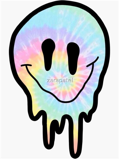 Pastel Tye Dye Drippy Smiley Face Sticker For Sale By Zarapatel