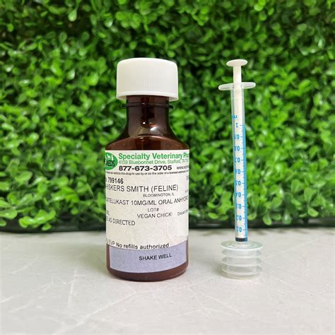 Montelukast Flavored Oral Liquid compounded for cats.