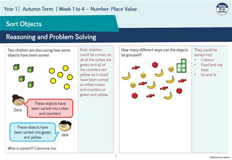 Sort Objects Reasoning And Problem Solving Maths Year 1