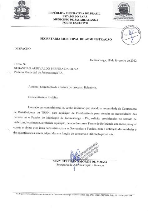 JUSTIFICATIVA E TERMO DE REFERENCIA 1 Prefeitura Municipal De