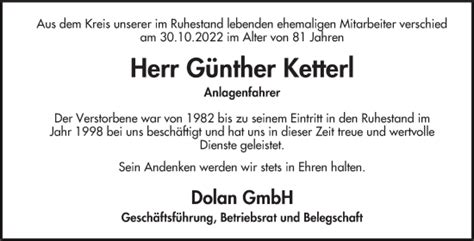 Traueranzeigen von Günther Ketterl Mittelbayerische Trauer