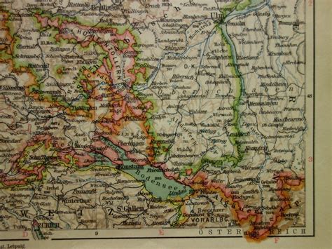 1926 Old Map Of Baden Württemberg Germany Vintage Print With Etsy