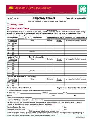 Fillable Online Extension Umn Hippology Contest University Of