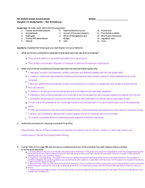 AP US Government - Kyra Lamia - Study Guide for Chapter 13: The