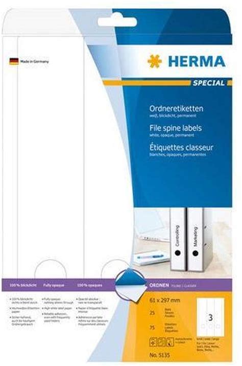 Herma File Labels White 38x297 SuperPrint 125 Pcs Bol