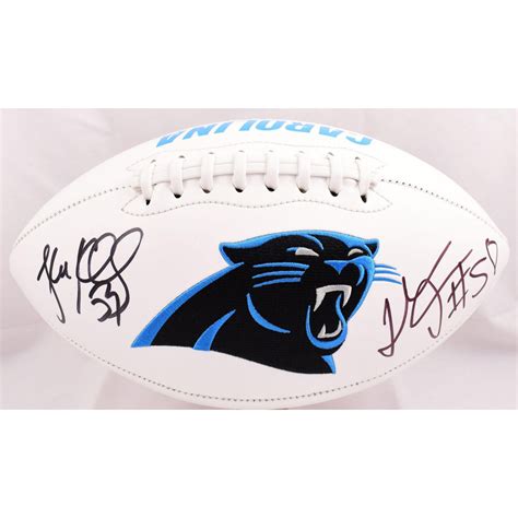 Luke Kuechly Thomas Davis Sr Signed Panthers Logo Football Beckett