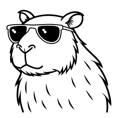Desenho Capivara De Oculos - capivara dentro oculos de sol com laranja em a cabeça, ilustração linha ...