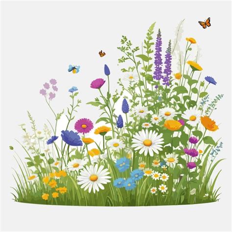 Vector De Jardim De Flores Silvestres Vetor Premium