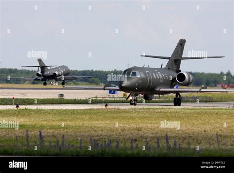 Norwegian radar-jamming Falcon 20 aircraft during electronic warfare exercise ELITE, Lechfeld ...