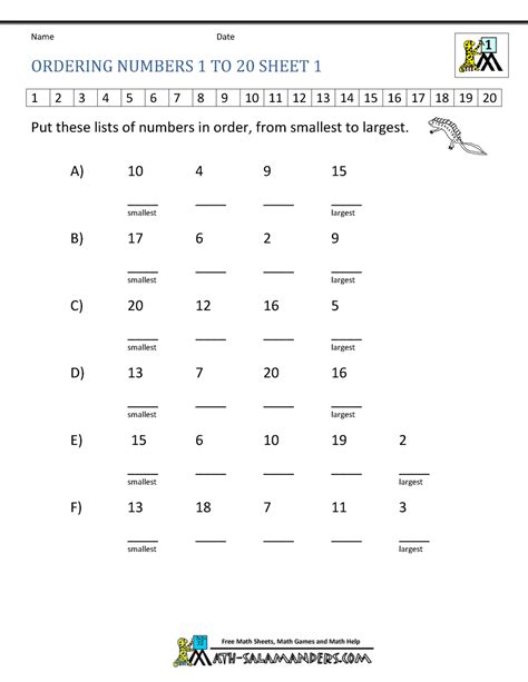 Ordering Numbers Worksheets Up To 1000 Worksheets Library