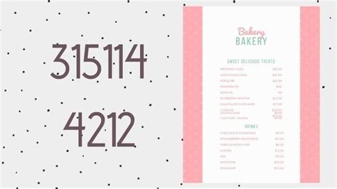 Bloxburg Decal Bakery Menu Not Mine Bloxburg Decal Codes