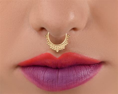 Primitive Septum Ring Tribal Septum Ring Gold Septum Ring Etsy