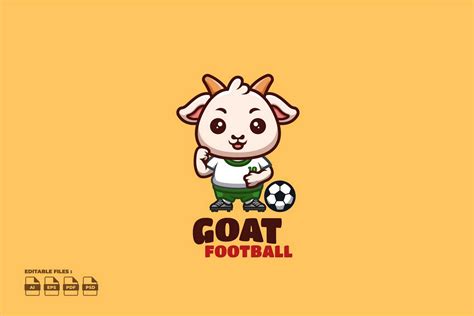 Football Goat Cute Kawaii Creative Masco Graphic By Ajiwaluyo88