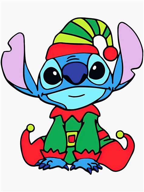 Cute Stitch Elf Christmas Sticker For Sale By Dannamccall Redbubble