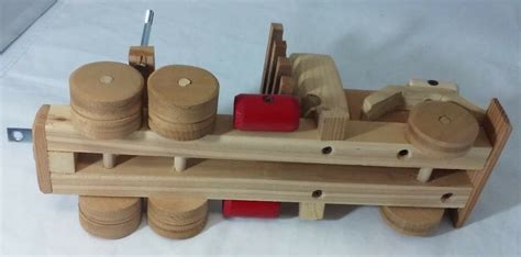 Handmade Wooden Toy Logging Truck Tractor Trailer Semi Log Trucks Oregon