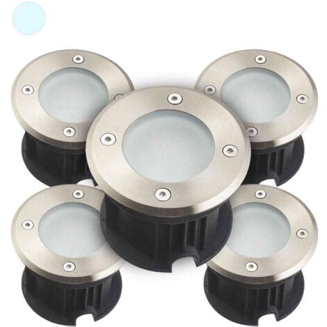 Pack de 5 Soportes Lugares Recesables Piso Blanco del Día 6500K 2W