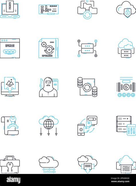 Conjunto de iconos lineales de inteligencia web Análisis Minería de