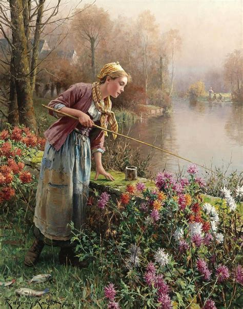 Daniel Ridgway Knight Painting Brittany Girl Fishing By Daniel