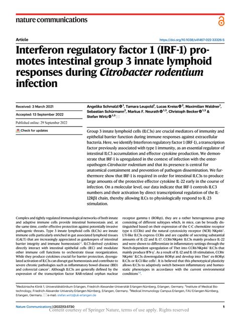 Pdf Interferon Regulatory Factor 1 Irf 1 Promotes Intestinal Group