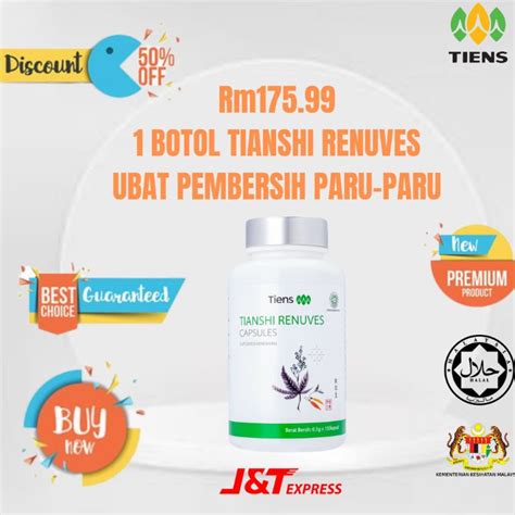 Ubat Kesihtan Paru Paru Tianshi Renuves Original Isi 50caps Lung Detox