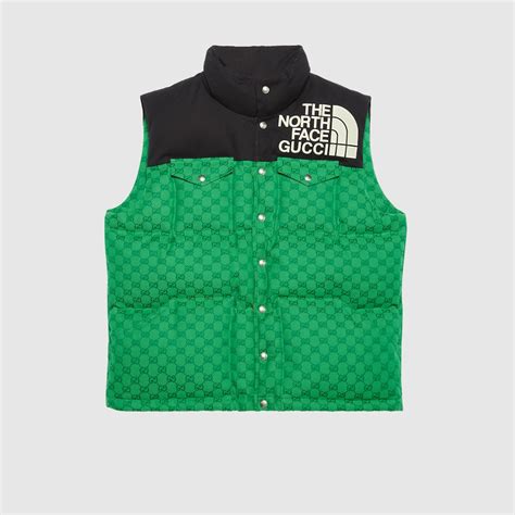 The North Face X Gucci Padded Vest In Green And Black Gucci® Pl