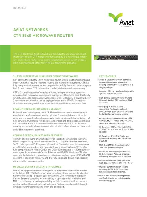 Aviat Ctr 8540 Data Sheet Pdf Multiprotocol Label Switching